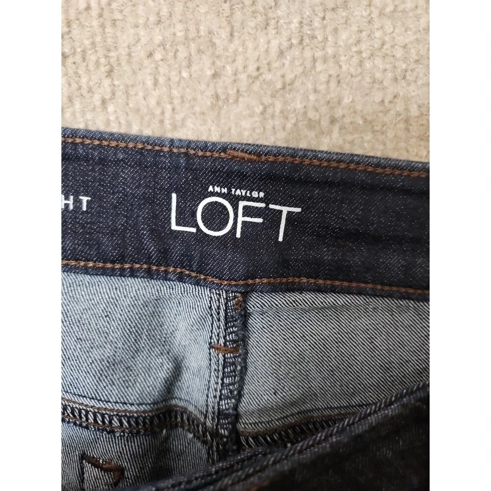 Ann Taylor LOFT Curvy Straight Jeans Womens 30 10 Blue Dark Wash Stretch NEW
